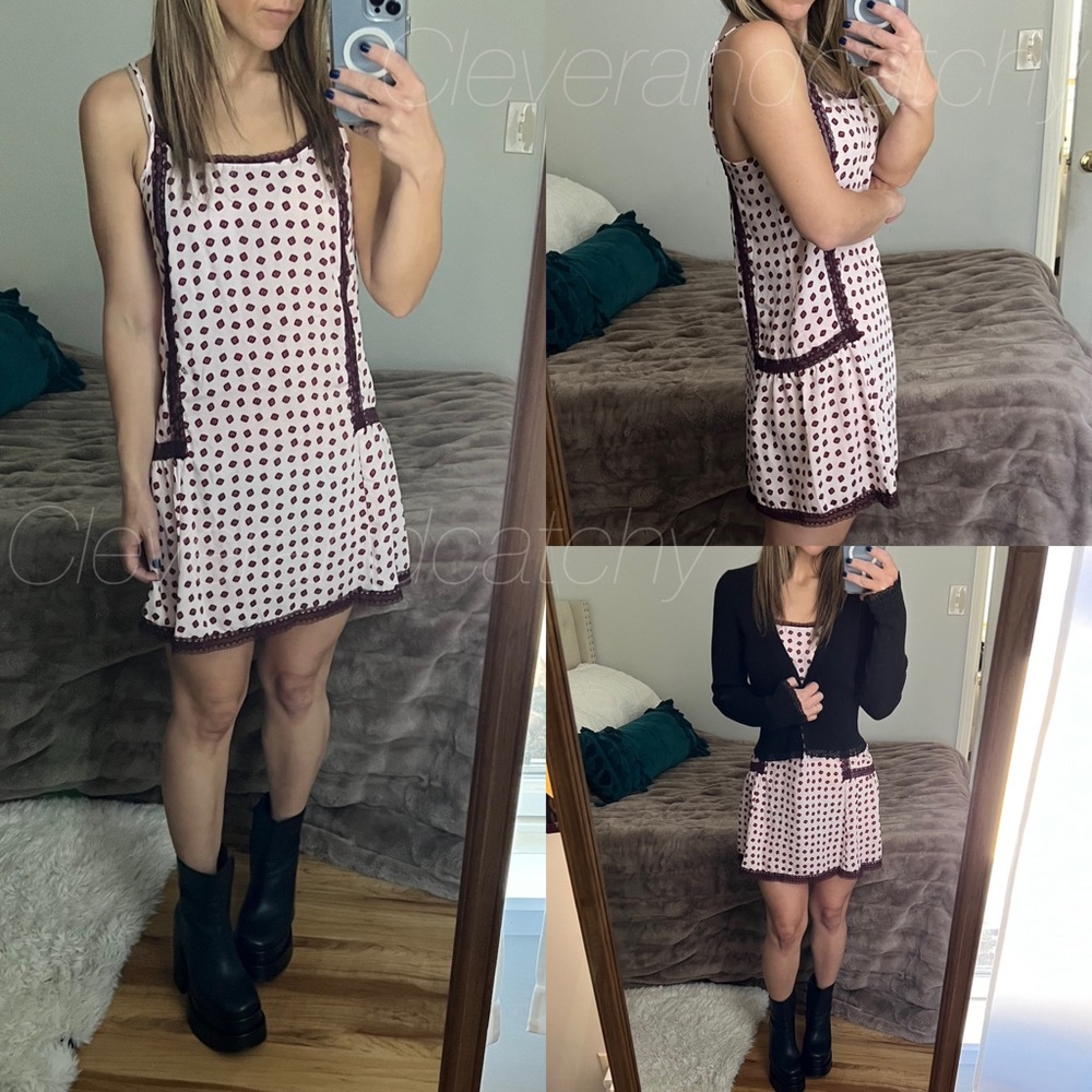 Nwot Aerie Slip Dress printed lace mini grunge y2k babydoll